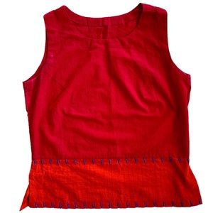Red linen tank top
